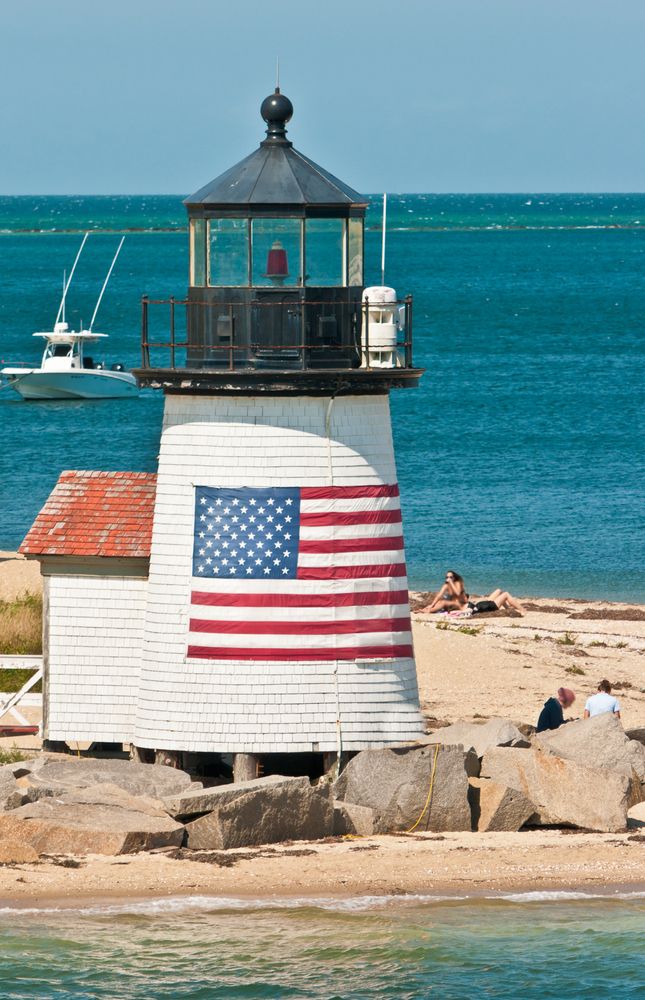 Closer view of Brant Point lighthouse