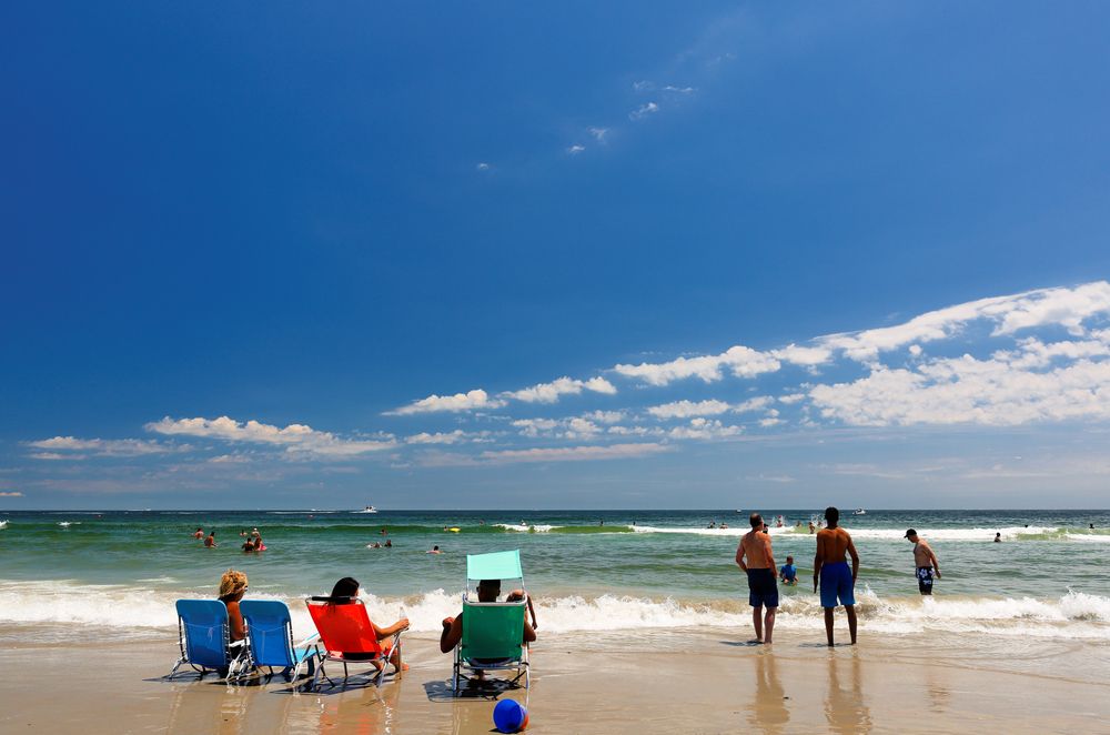 People at the Narragansett Town Beach