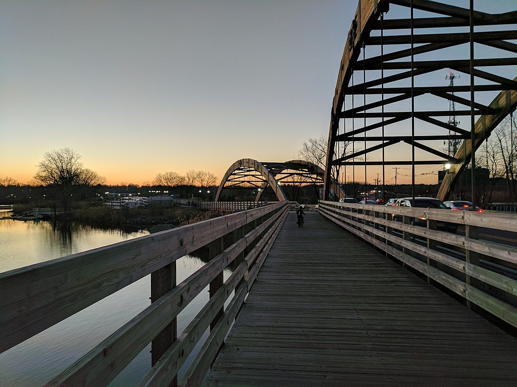Wooden bridge at Overpeck Creek