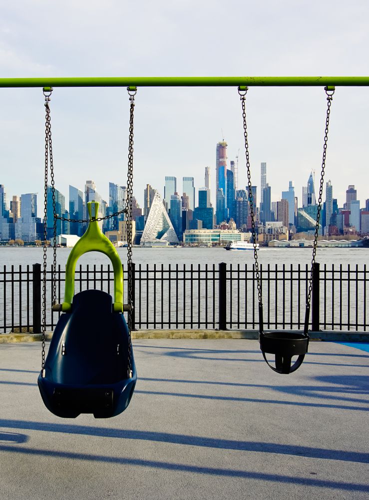 Swing set at Weehawken Waterfront Park and Recreation Center