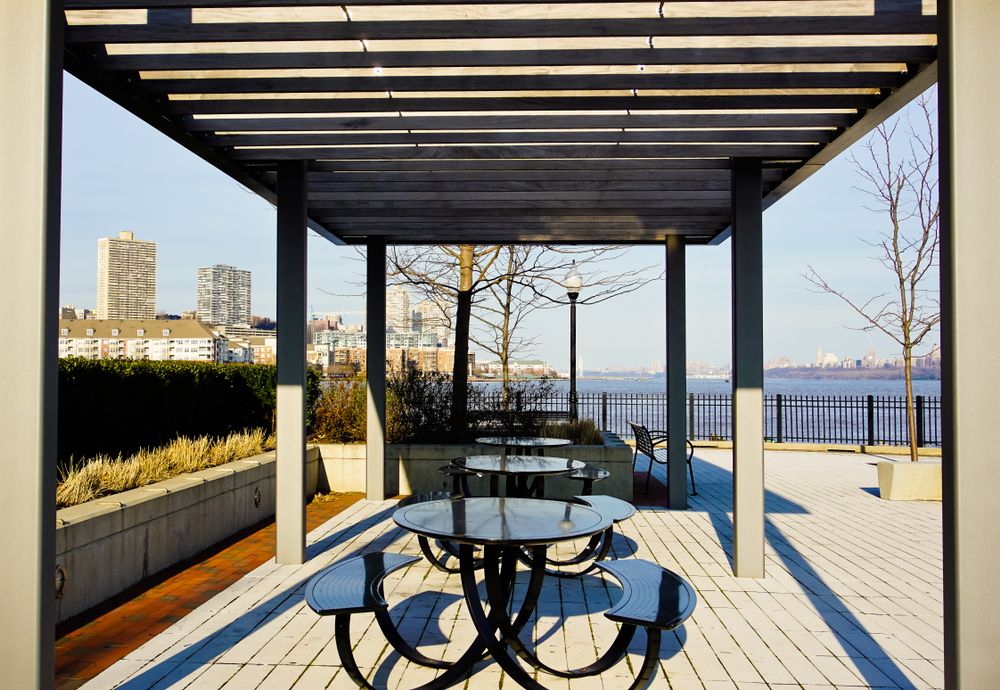 Picnic area at Weehawken Waterfront Park and Recreation Center
