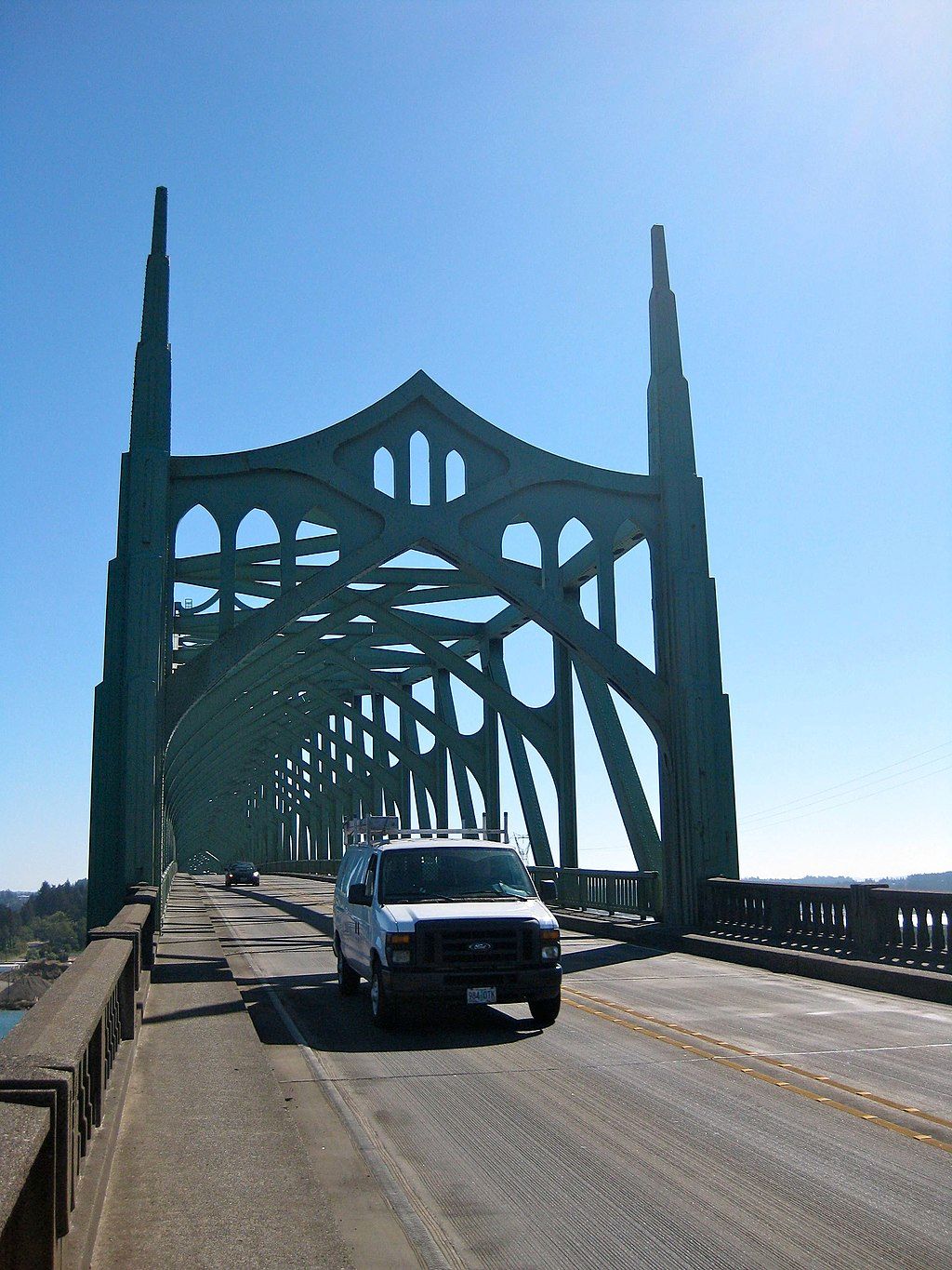 Cars along Conde McCullough Memorial Bridge