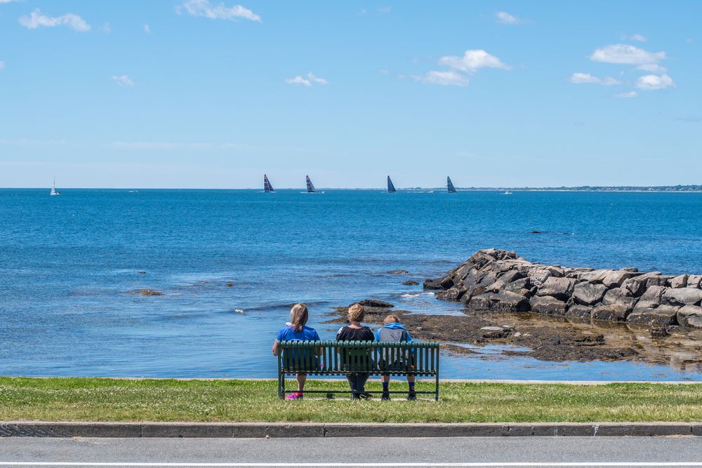 Bench overlooking the ocean at Brenton Point State Park
