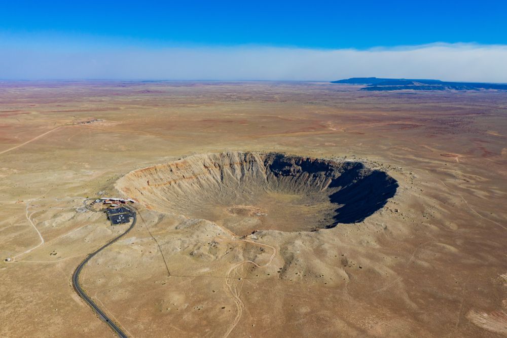 Aerial view of Meteor Crater Natural Landmark