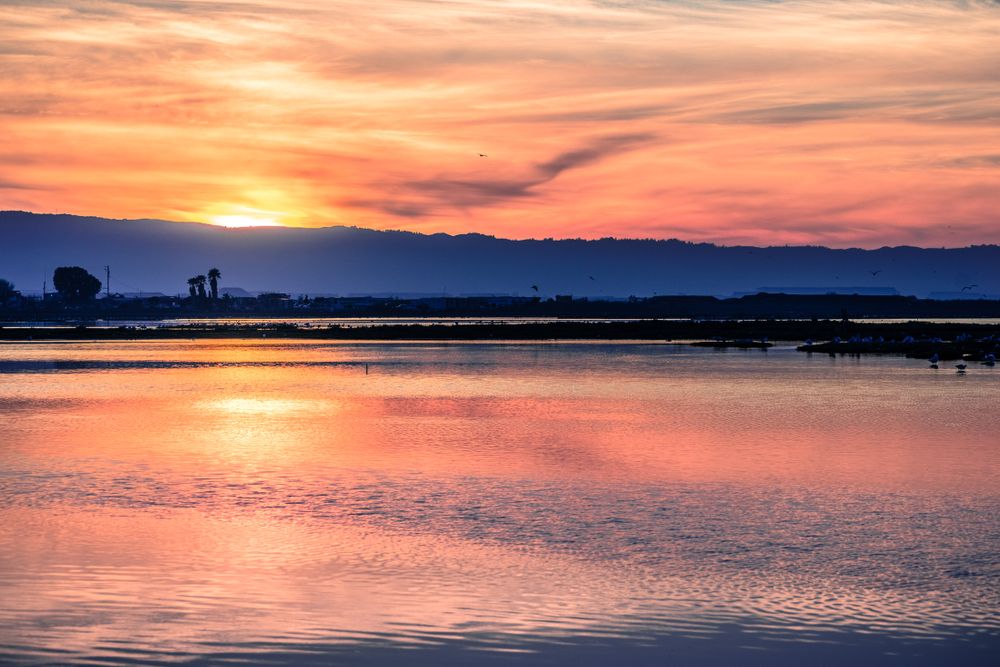 Colorful sunset over Don Edwards San Francisco Bay National Wildlife Refuge