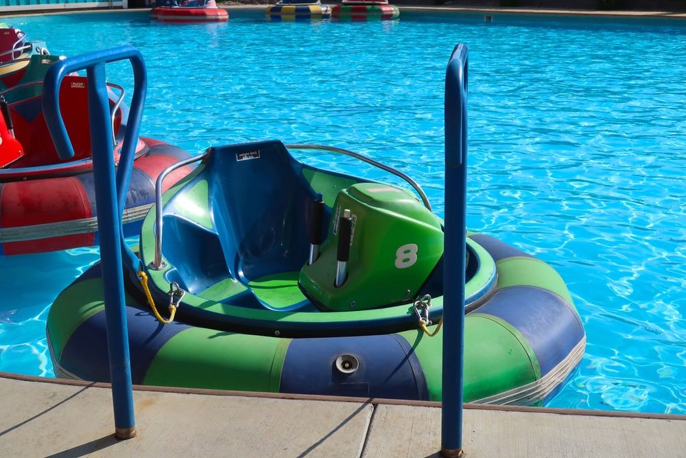 A bumper boat at Boondocks Food & Fun