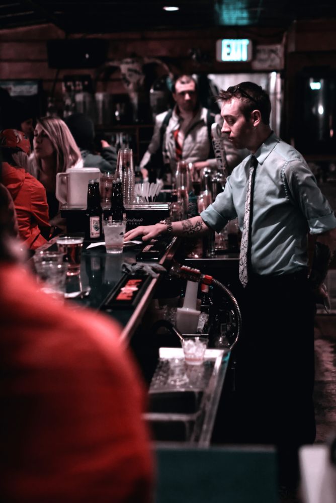 A bartender at Frozen Dead Guy Days