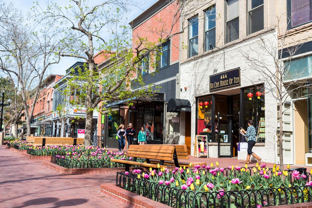 Shops along Pearl Street Mall