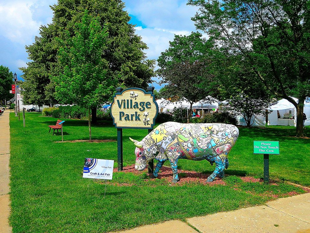 Welcome sign of Village Park