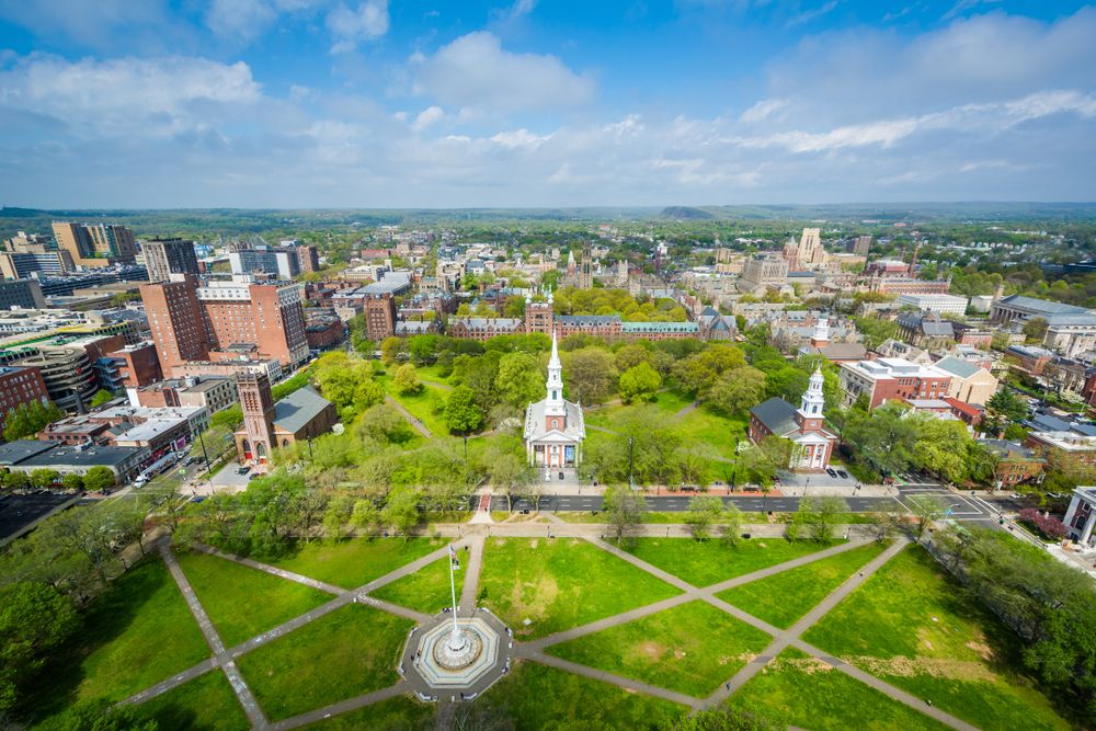 Aerial view of New Haven Green