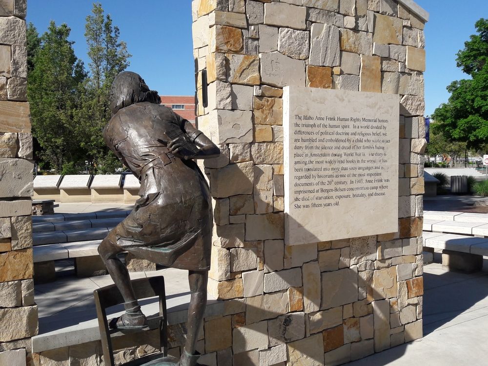 Back view of of the Idaho Anne Frank Human Rights Memorial