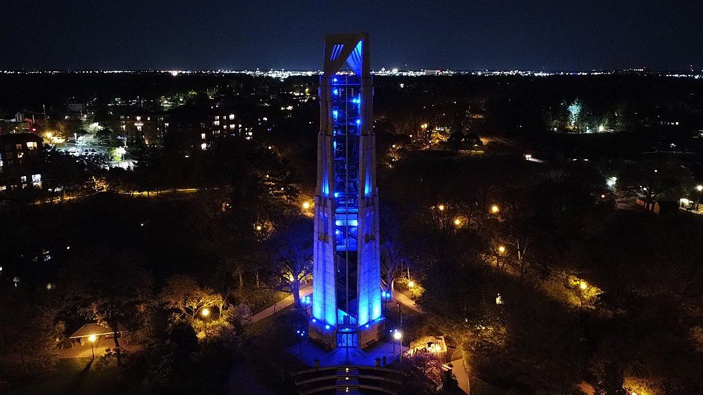 Night lights of the Moser Tower and Millennium Carillon