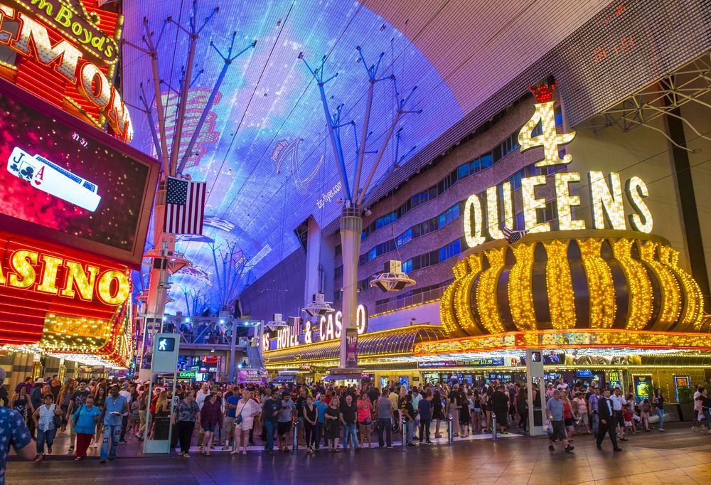 Huge neon signs at the Fremont Street Experience