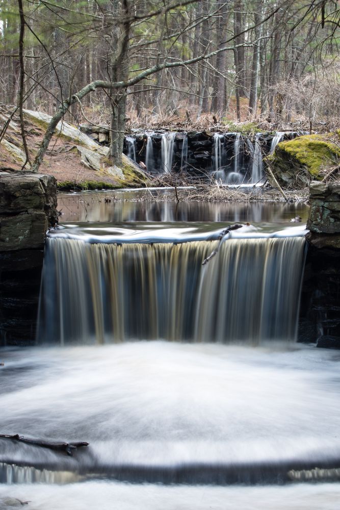 Double waterfall in Broadmoor Wildlife Sanctuary