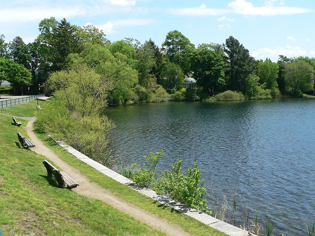 Benches overlooking Crystal Lake