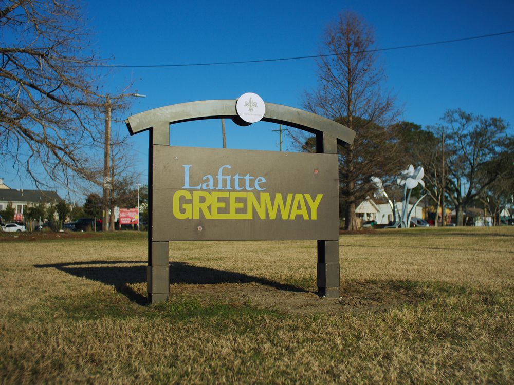 Welcome sign of Lafitte Greenway