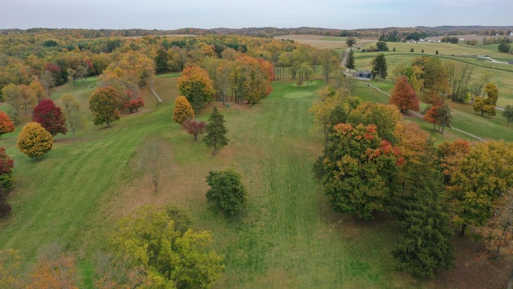 Aerial view of The Trout Club's golf course
