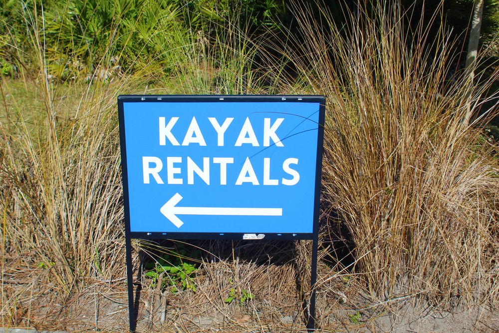 Kayak rentals sign at Werner-Boyce Salt Springs State Park