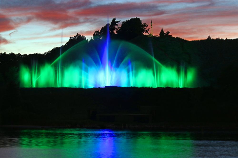 Colorful lights of the Grand Haven Musical Fountain