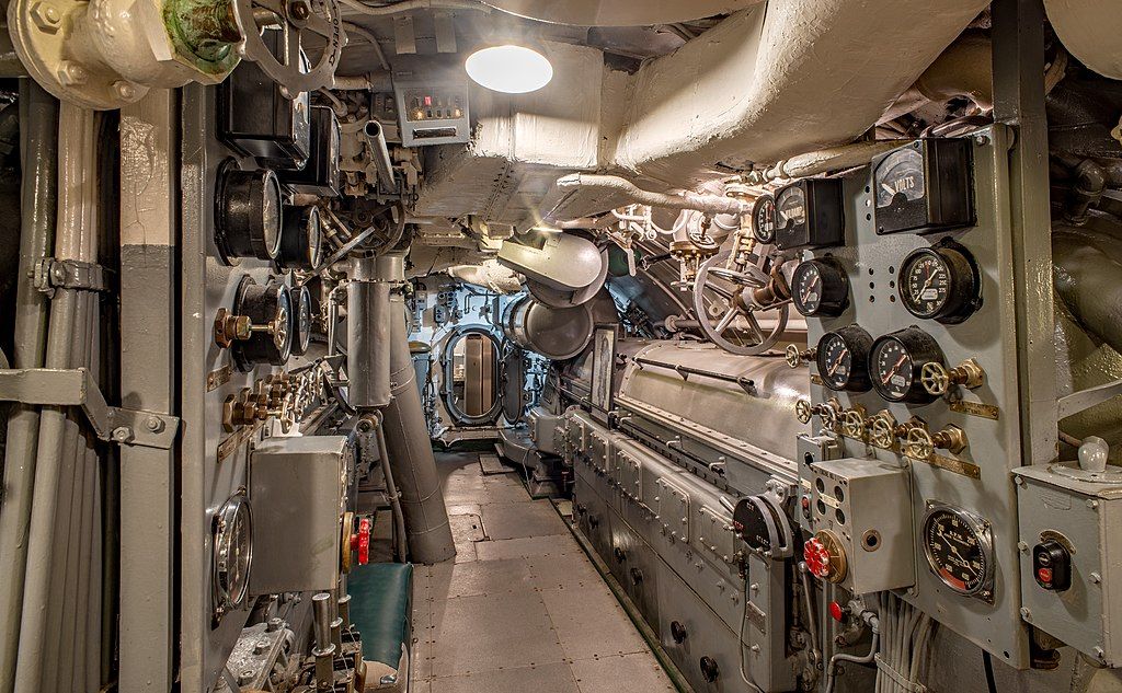 Engine room in the USS SILVERSIDES Submarine Museum