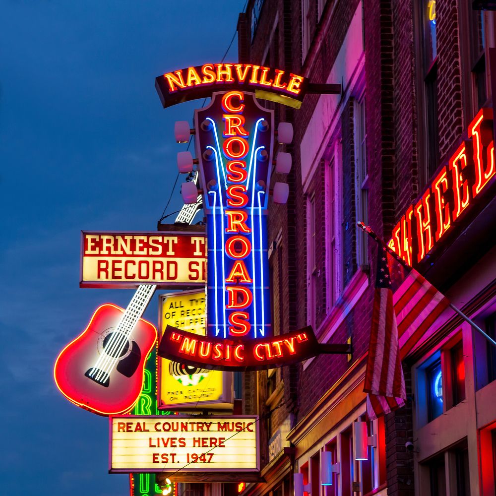 Bright neon signs at Broadway