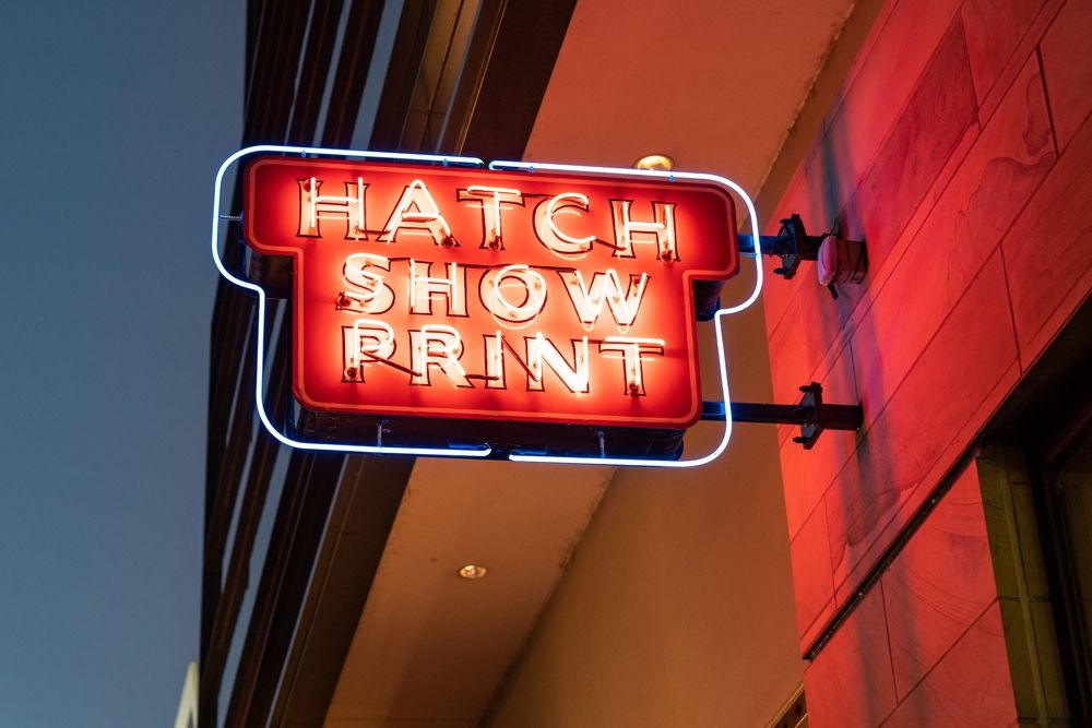 Neon sign of Hatch Show Print