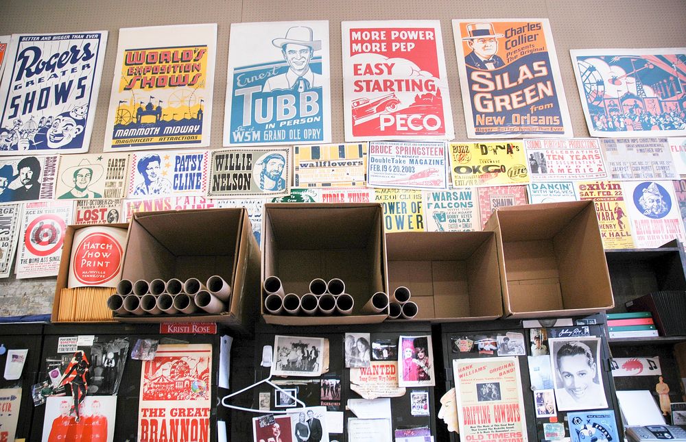 Posters on the wall of Hatch Show Print