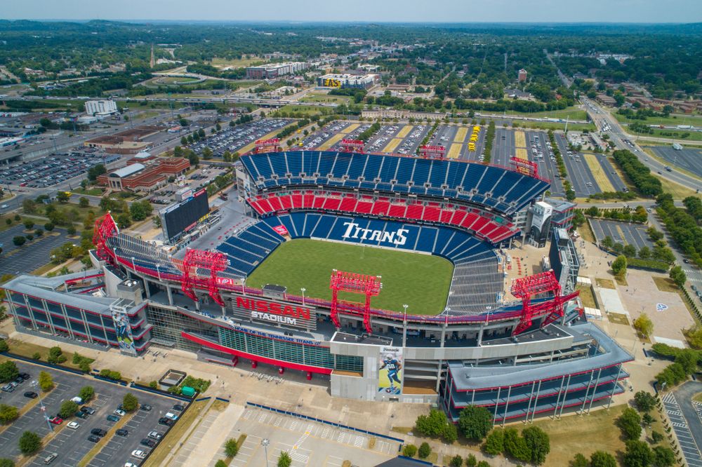 Aerial view of Nissan Stadium
