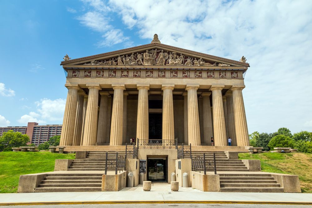 Front view of The Parthenon's exterior