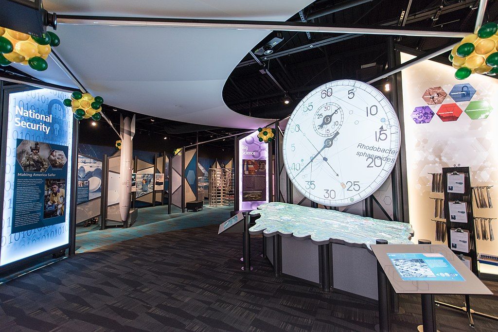 Clock display inside American Museum of Science and Energy.