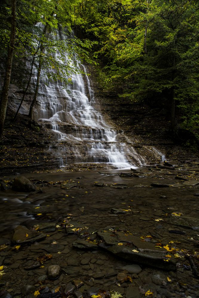 Side view of the Waterfalls at Grimes Glen Park