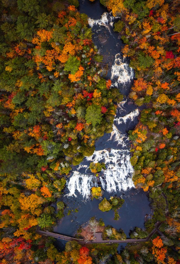 Aerial view of Bond Falls Scenic Site