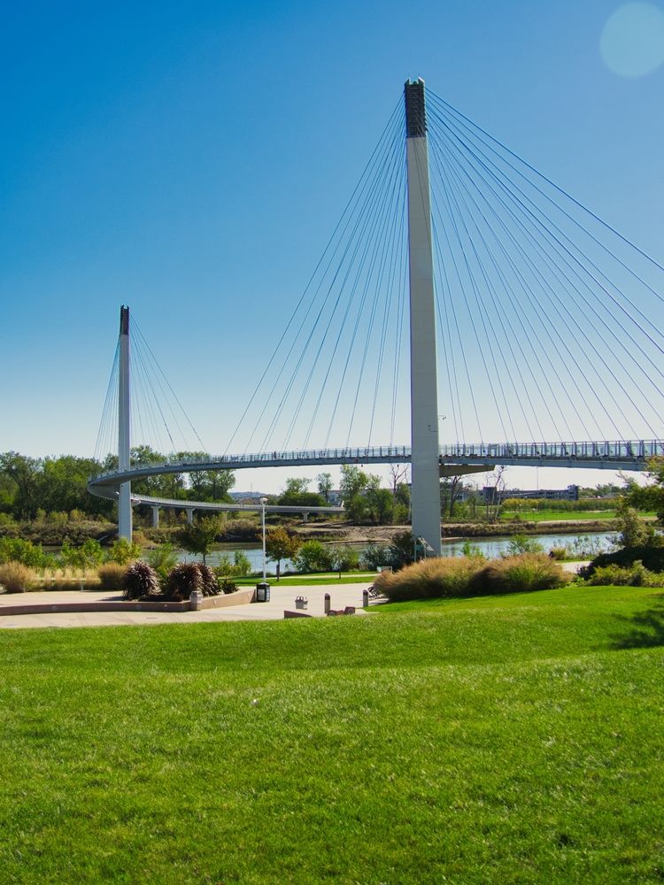 Daytime view of Bob Kerrey Pedestrian Bridge