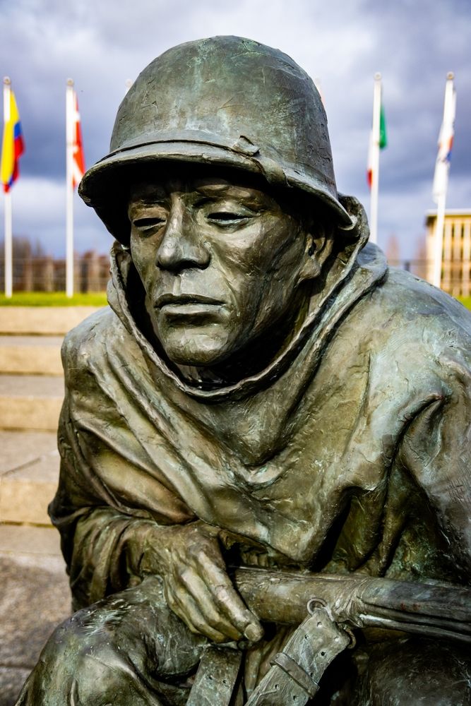 Close view of the Korean War Memorial
