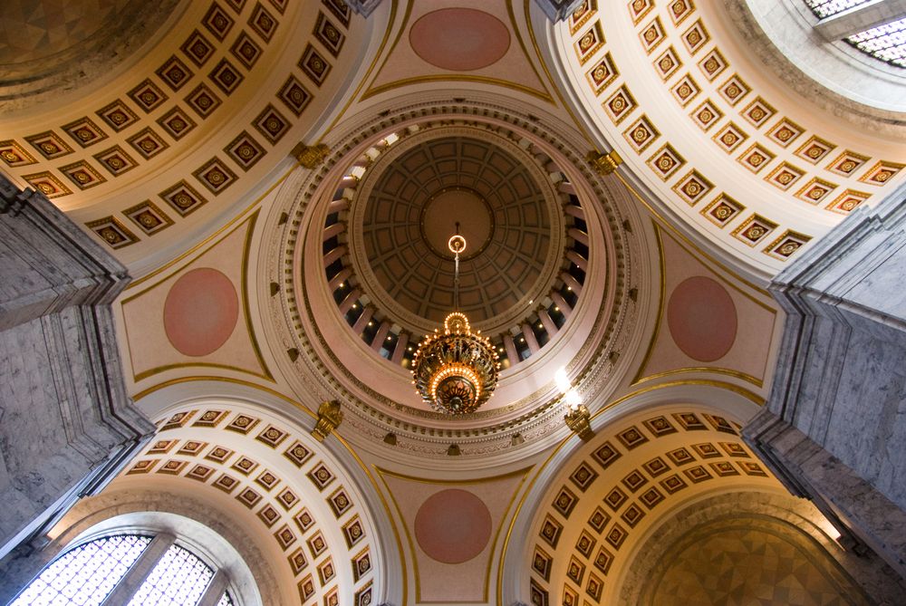 View of Washington State Capitol's dome ceiling