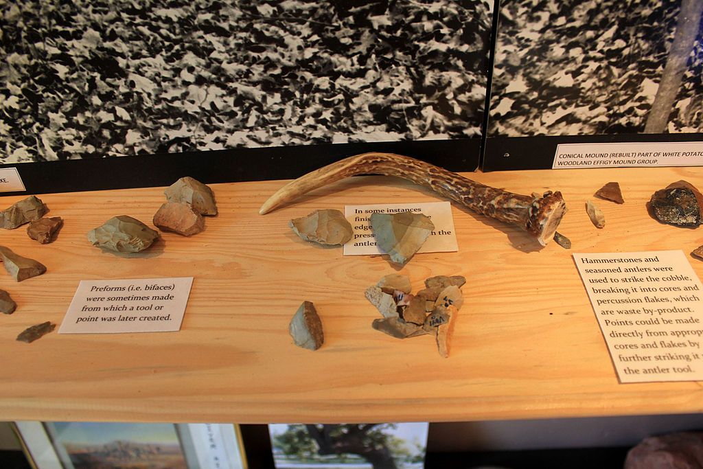 Artifacts displayed in Copper Culture State Park's museum