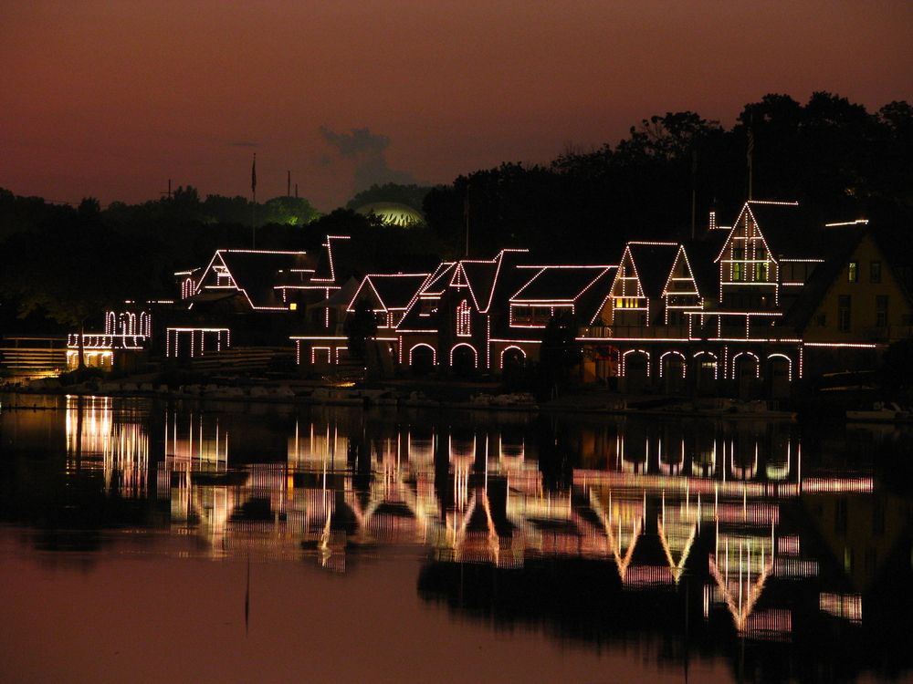 View of Boathouse Row at night