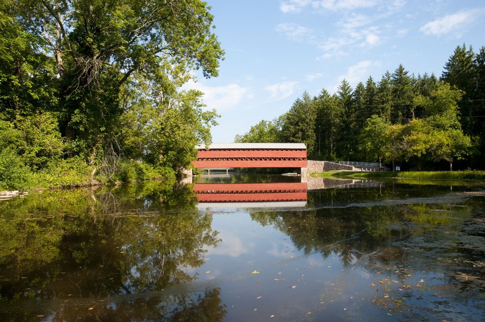 Far view of Sachs Covered Bridge