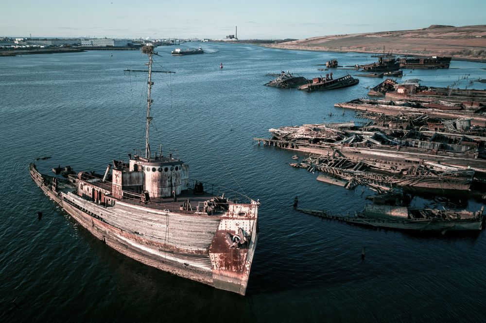 Aerial view of the Staten Island Boat Graveyard