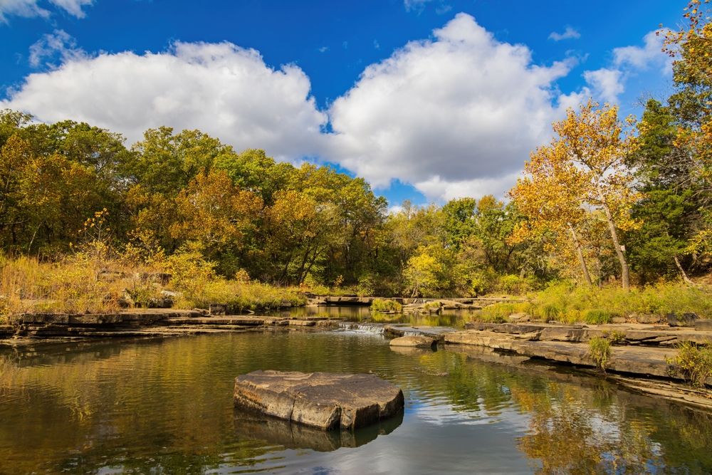 Scenic fall view at Osage Hills State Park
