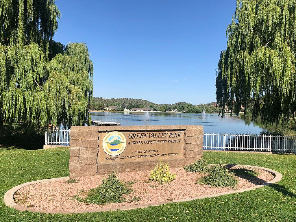 Welcome sign of Green Valley Park