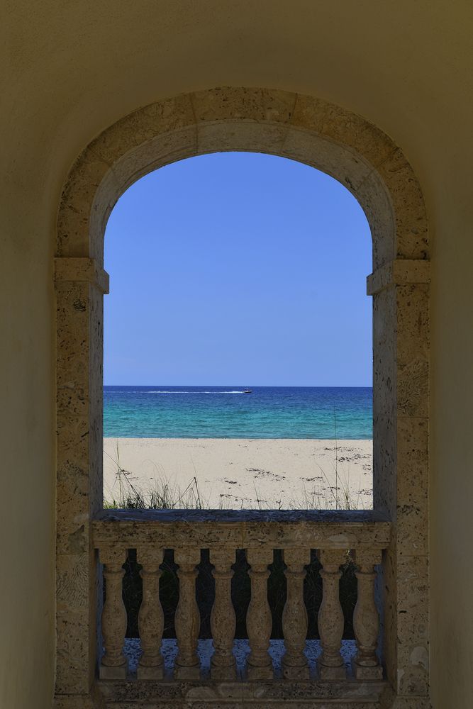 Beach view from Worth Avenue Clock Tower's arch
