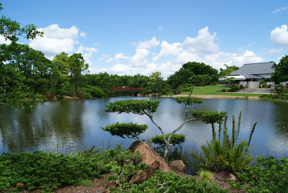 The waters of Morikami Museum and Japanese Gardens