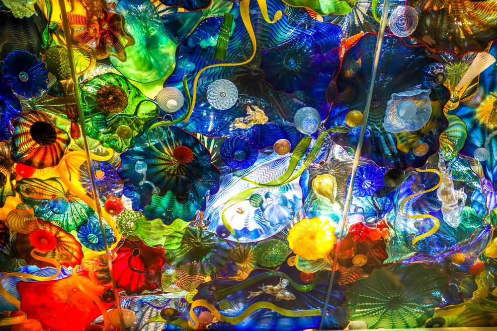 Colorful ceiling art in the Norton Museum of Art