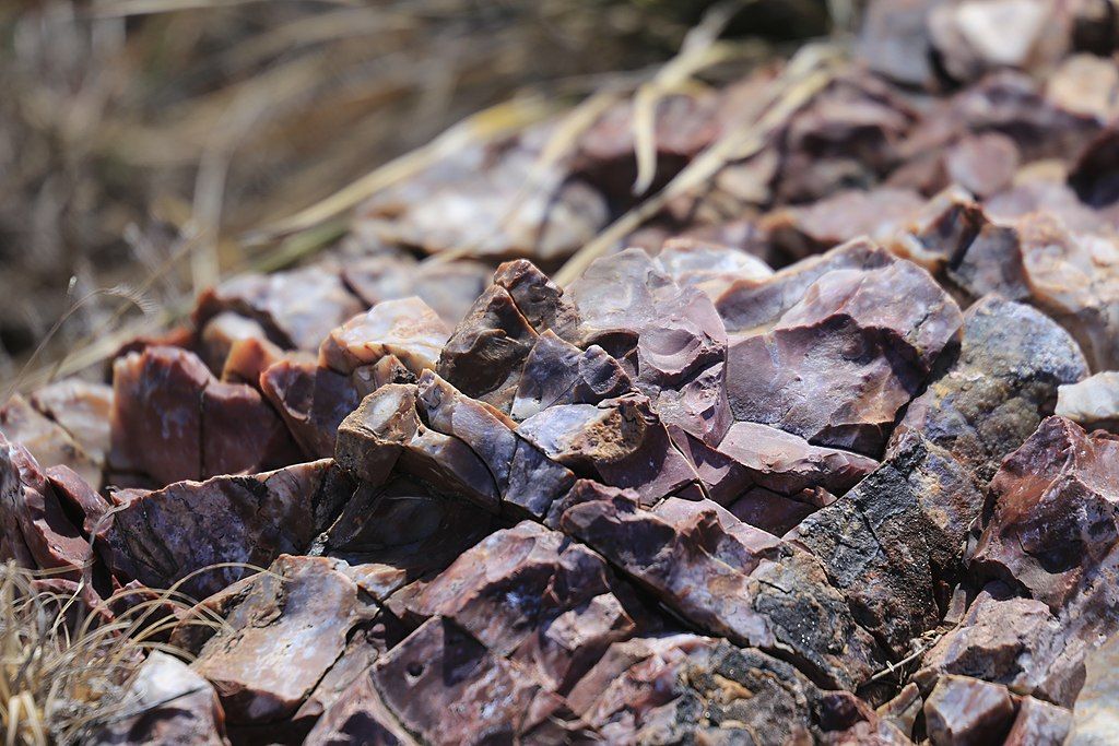 Closeup of rocks at Alibates Flint Quarries