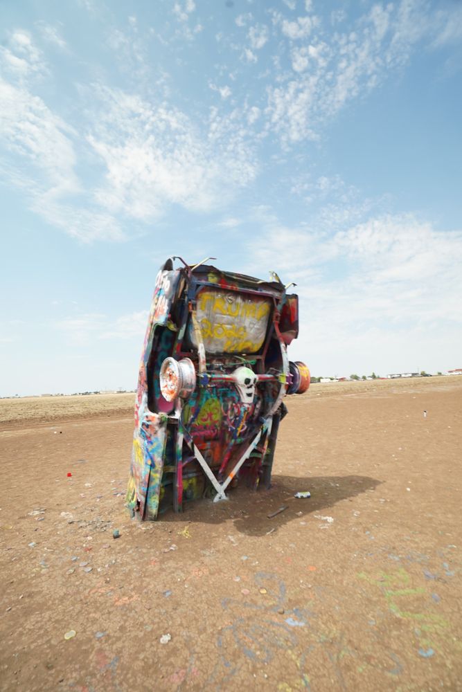 A buried car at Cadillac Ranch