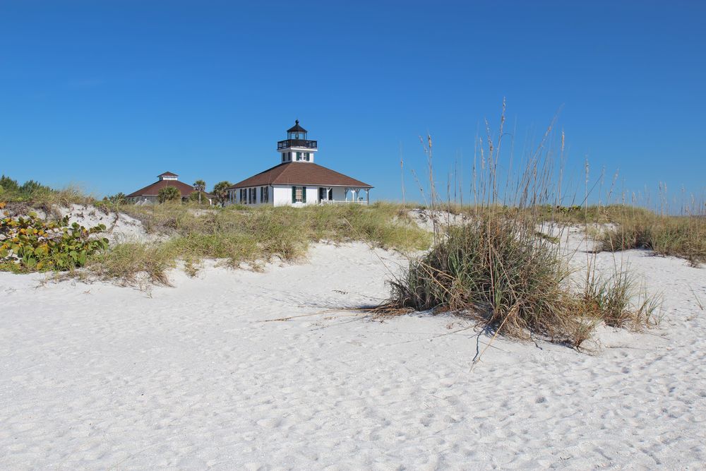 Far view of the Port Boca lighthouse at Gasparilla Island State Park