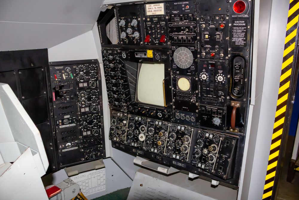 Operating console of a plane in March Field Air Museum