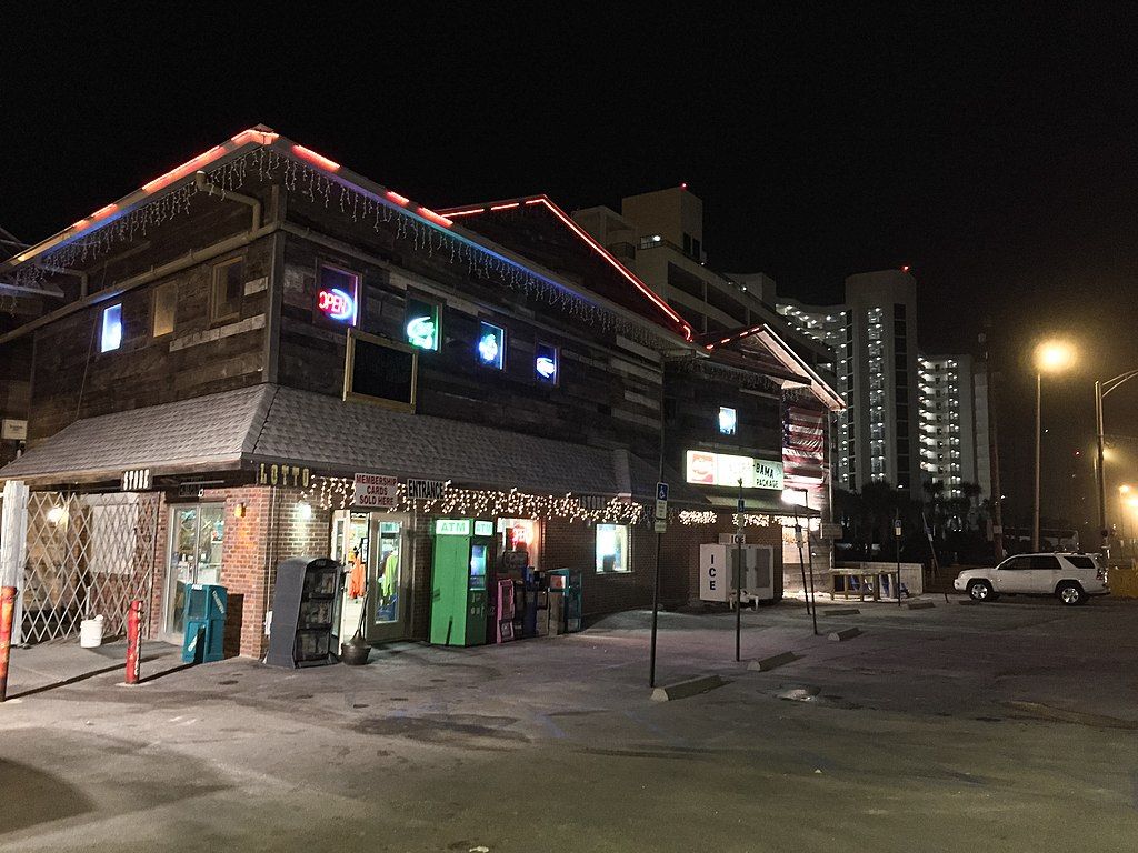 View of Flora-Bama Lounge at night