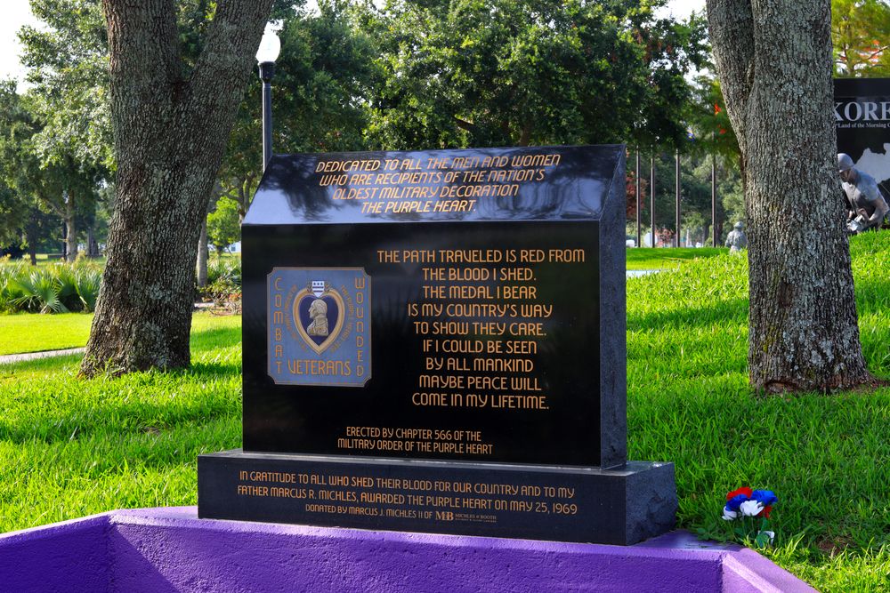 Purple heart memorial at Veterans Memorial Park